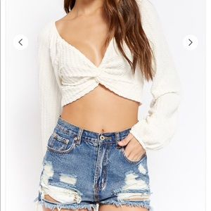 Ribbed twist front crop top